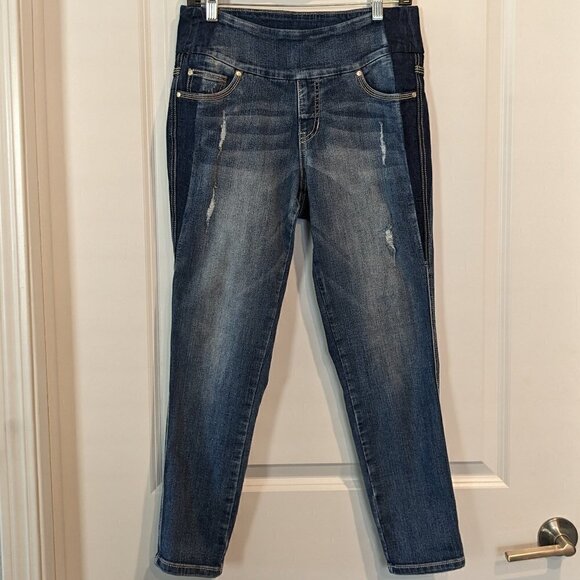 Jag Jeans High Rise Skinny Distressed Pull-On Jeans Dark Wash Blue Women's SZ 6 - Picture 3 of 16